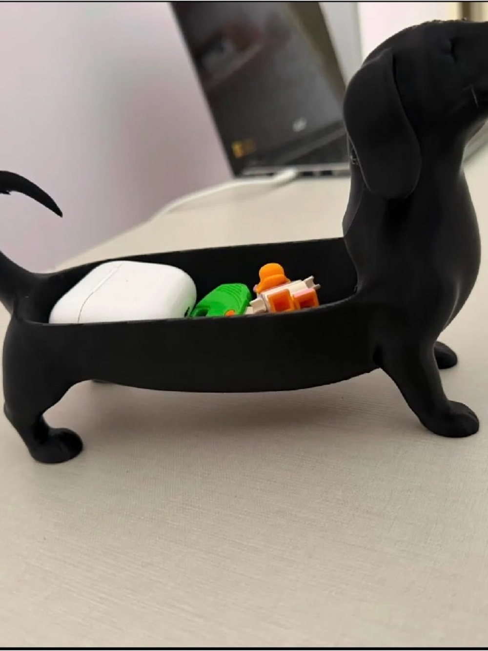 Black Dachshund Trinket Tray - Decorative Dog Jewelry & Key Holder